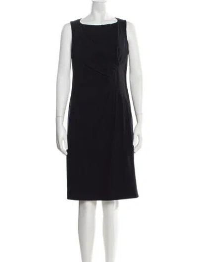 Pre-owned Paule Ka Bateau Neckline Knee-length Dress In Blue