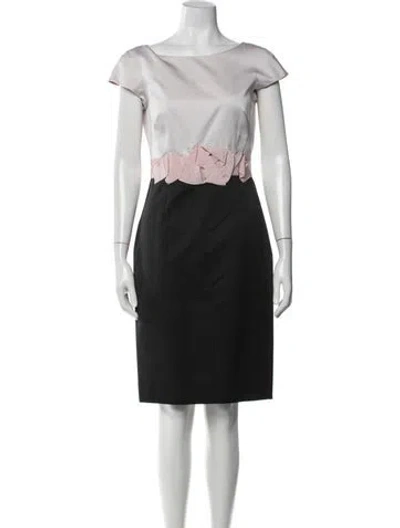 Pre-owned Paule Ka Bateau Neckline Knee-length Dress In Multi