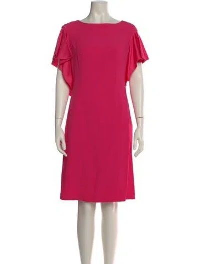 Pre-owned Paule Ka Bateau Neckline Knee-length Dress In Pink