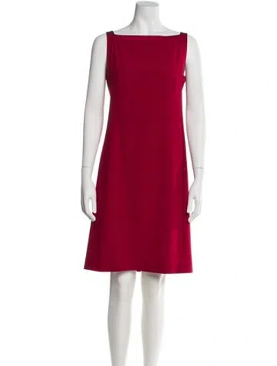 Pre-owned Paule Ka Bateau Neckline Knee-length Dress In Pink
