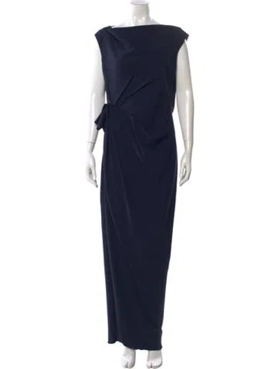 Pre-owned Paule Ka Bateau Neckline Long Dress In Blue