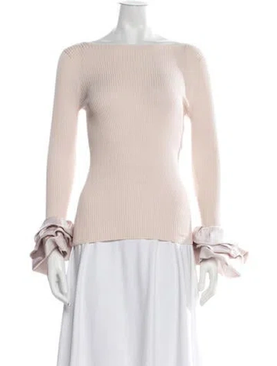 Pre-owned Paule Ka Bateau Neckline Long Sleeve Top In Pink