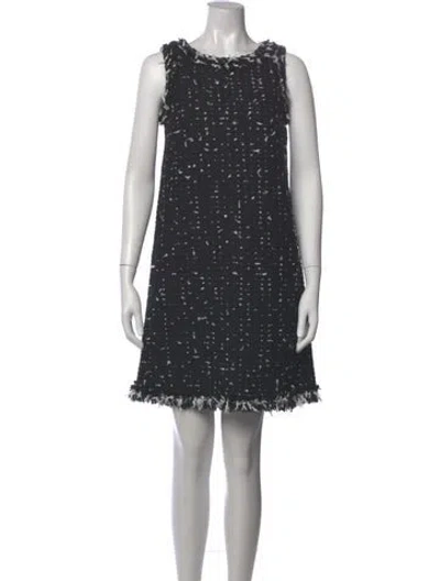 Pre-owned Paule Ka Bateau Neckline Mini Dress In Gray