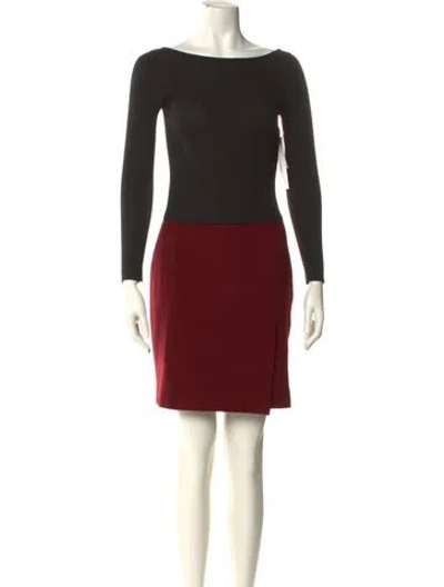 Pre-owned Paule Ka Bateau Neckline Mini Dress In Red