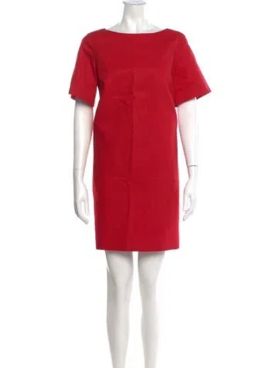 Pre-owned Paule Ka Bateau Neckline Mini Dress In Red