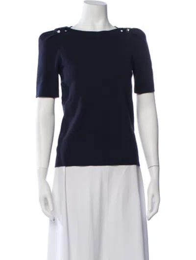 Pre-owned Paule Ka Bateau Neckline Short Sleeve Top In Blue