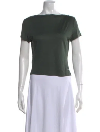 Pre-owned Paule Ka Bateau Neckline Short Sleeve T-shirt In Green