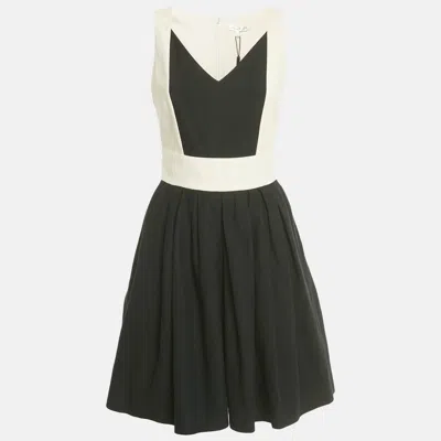 Paule Ka Black/beige Cotton Mini Dress In Brown