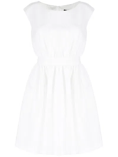 Paule Ka Boat-neck Flared Dress In White