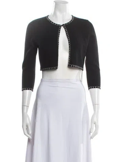 Pre-owned Paule Ka Cashmere Open Front Sweater In White