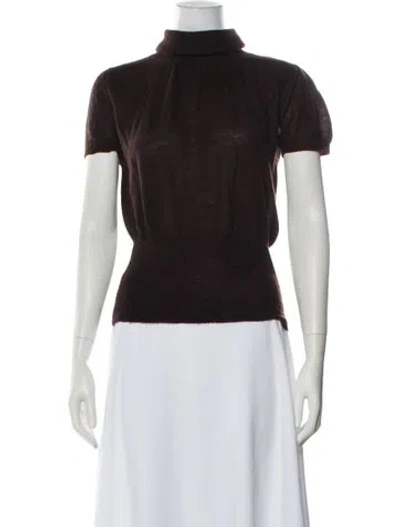 Pre-owned Paule Ka Cashmere Turtleneck Sweater In Brown