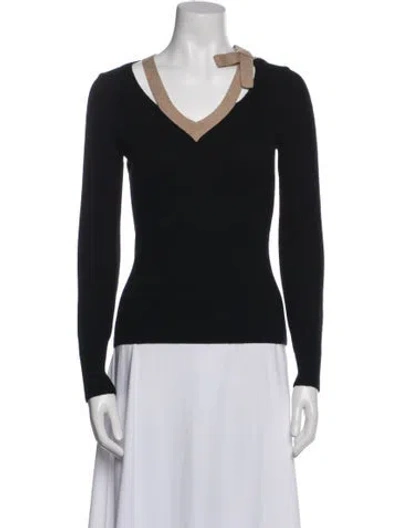 Pre-owned Paule Ka Cashmere V-neck Sweater In Blue