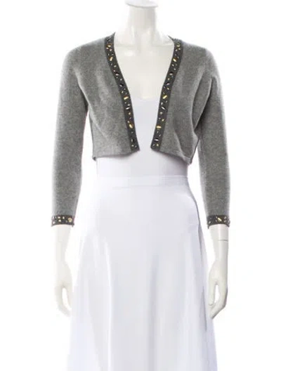 Pre-owned Paule Ka Cashmere V-neck Sweater In Gray