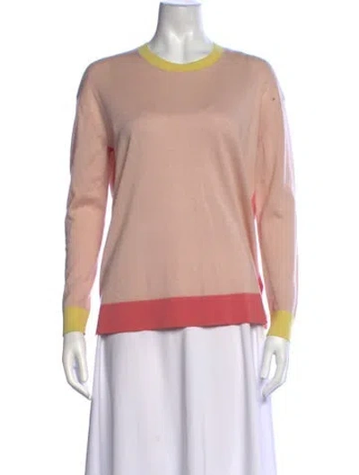 Pre-owned Paule Ka Colorblock Pattern Crew Neck Sweater In Pink