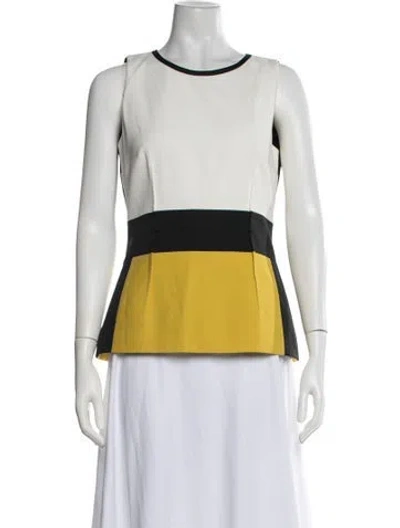 Pre-owned Paule Ka Colorblock Pattern Crew Neck Top In Black