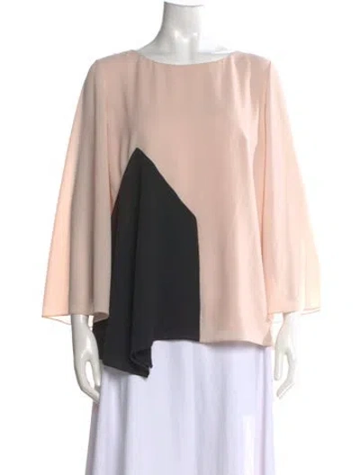 Pre-owned Paule Ka Colorblock Pattern Crew Neck Top In Pink