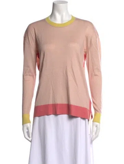 Pre-owned Paule Ka Colorblock Pattern Crew Neck Top In Pink