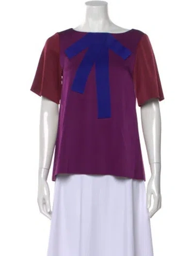 Pre-owned Paule Ka Colorblock Pattern Crew Neck Top In Purple
