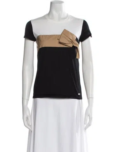 Pre-owned Paule Ka Colorblock Pattern Crew Neck T-shirt In White