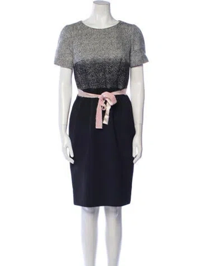 Pre-owned Paule Ka Colorblock Pattern Knee-length Dress In Black
