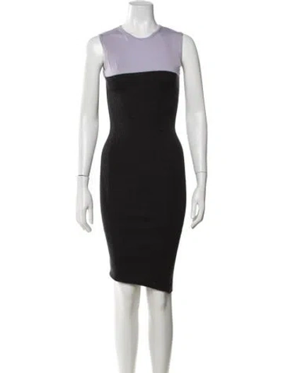 Pre-owned Paule Ka Colorblock Pattern Knee-length Dress In Black