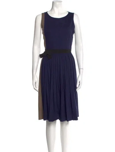 Pre-owned Paule Ka Colorblock Pattern Knee-length Dress In Blue