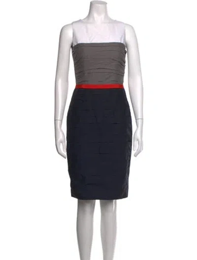 Pre-owned Paule Ka Colorblock Pattern Knee-length Dress In Brown