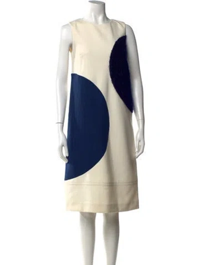 Pre-owned Paule Ka Colorblock Pattern Knee-length Dress In Neutrals