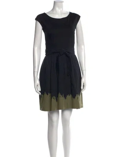 Pre-owned Paule Ka Colorblock Pattern Mini Dress In Black