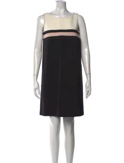 Pre-owned Paule Ka Colorblock Pattern Mini Dress In Black