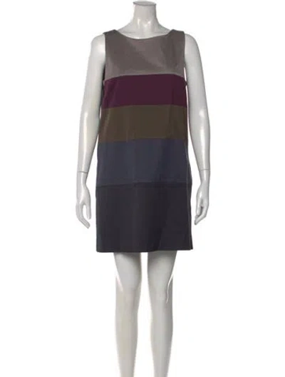 Pre-owned Paule Ka Colorblock Pattern Mini Dress In Blue