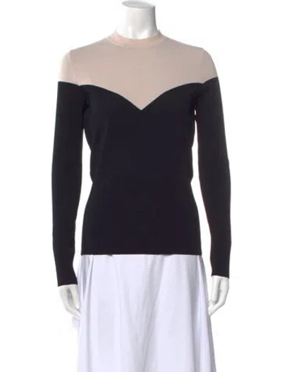 Pre-owned Paule Ka Colorblock Pattern Mock Neck Sweater In Black