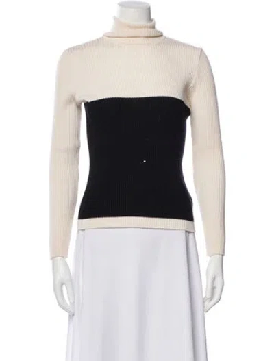 Pre-owned Paule Ka Colorblock Pattern Turtleneck Sweater In Black