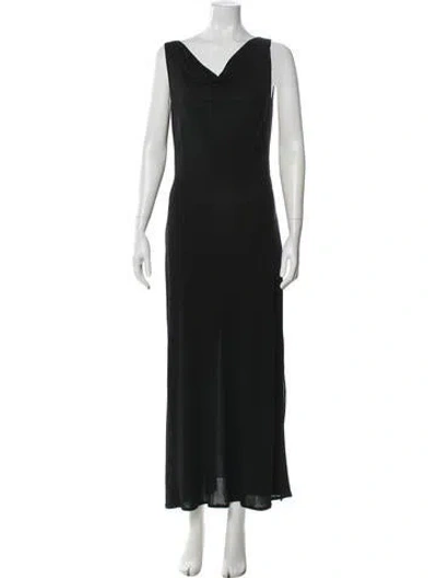 Pre-owned Paule Ka Cowl Neck Long Dress In Black