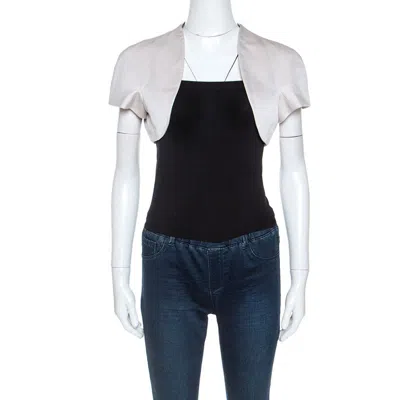 Paule Ka Cream Ottoman Open Front Bolero In White