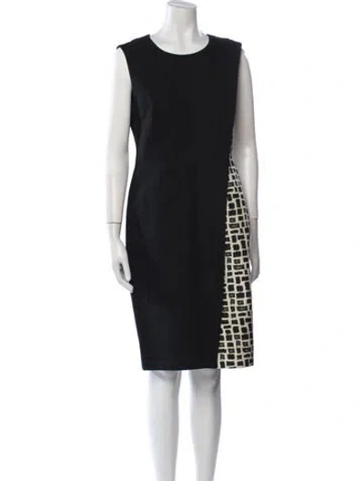 Pre-owned Paule Ka Crew Neck Knee-length Dress In Black