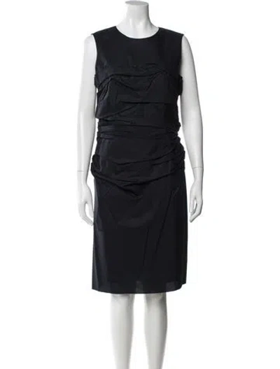 Pre-owned Paule Ka Crew Neck Knee-length Dress In Blue