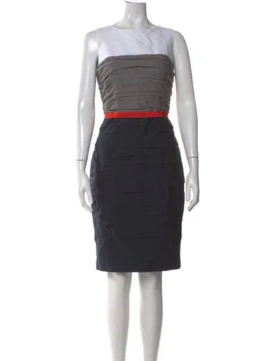 Pre-owned Paule Ka Crew Neck Knee-length Dress In Multi