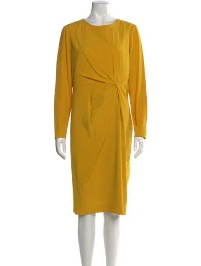 Pre-owned Paule Ka Crew Neck Knee-length Dress In Yellow
