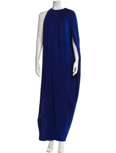 Pre-owned Paule Ka Crew Neck Long Dress In Blue