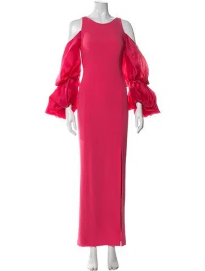 Pre-owned Paule Ka Crew Neck Long Dress In Pink