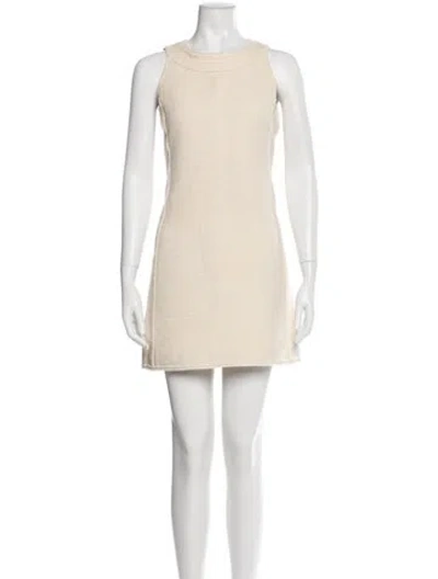 Pre-owned Paule Ka Crew Neck Mini Dress In Neutral
