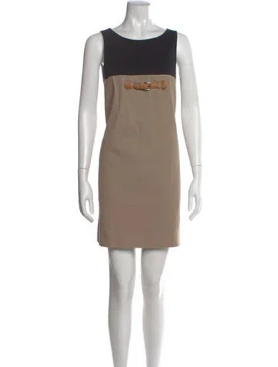 Pre-owned Paule Ka Crew Neck Mini Dress In Neutral