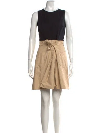 Pre-owned Paule Ka Crew Neck Mini Dress In Neutrals