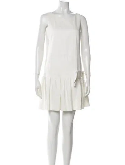 Pre-owned Paule Ka Crew Neck Mini Dress In White