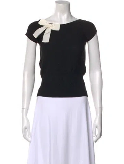 Pre-owned Paule Ka Crew Neck Short Sleeve Top In Black