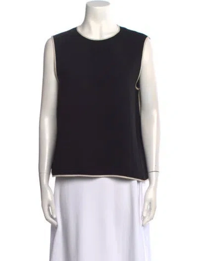 Pre-owned Paule Ka Crew Neck Sleeveless Top In Black