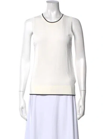Pre-owned Paule Ka Crew Neck Sleeveless Top In White