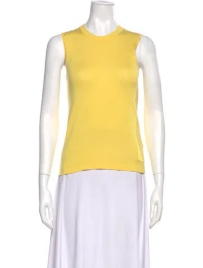 Pre-owned Paule Ka Crew Neck Sleeveless Top In Yellow
