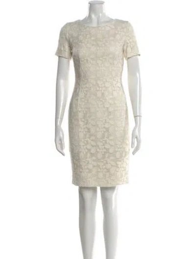 Pre-owned Paule Ka Crochet Knee-length Dress In White